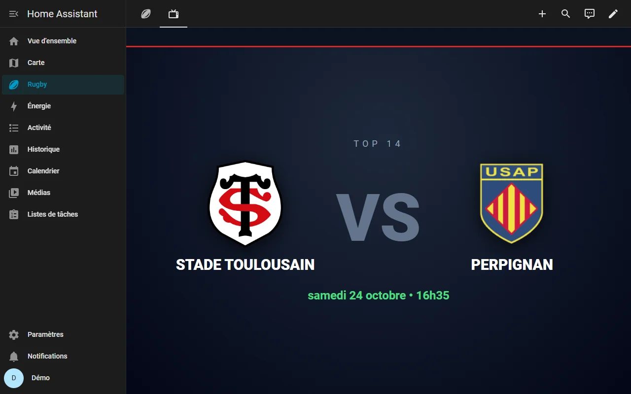 Vue Direct en plein écran : prochain match Stade Toulousain contre Perpignan, samedi 24 octobre à 16h35